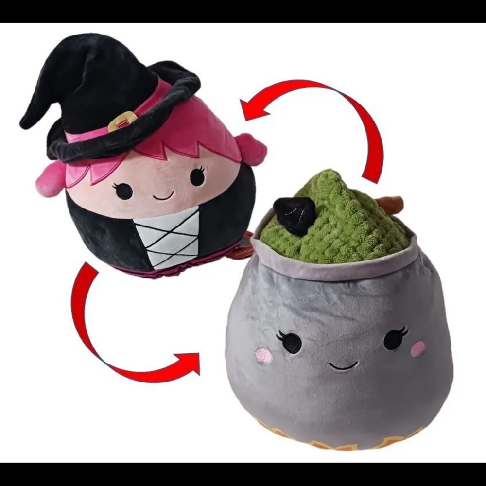 Squishmallows Halloween Wexla Witch, Johanna Cauldron Flip-A-Mallow Plush. NEW